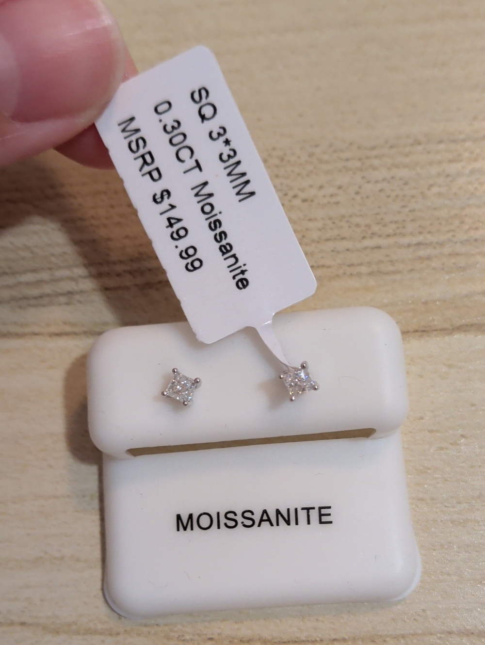 Retail $150 Sterling Silver 0.30CT Moissanite Square Silver Earrings